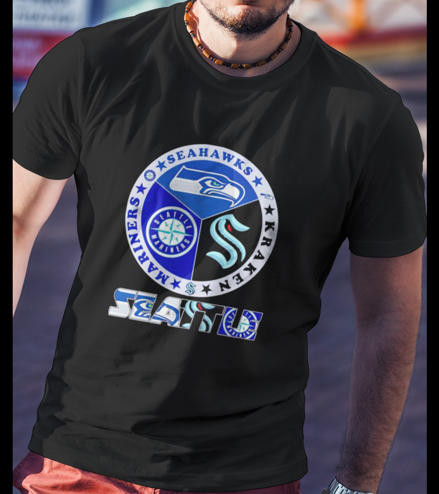 Seattle Seahawks Mariners Kraken Sports T-Shirt