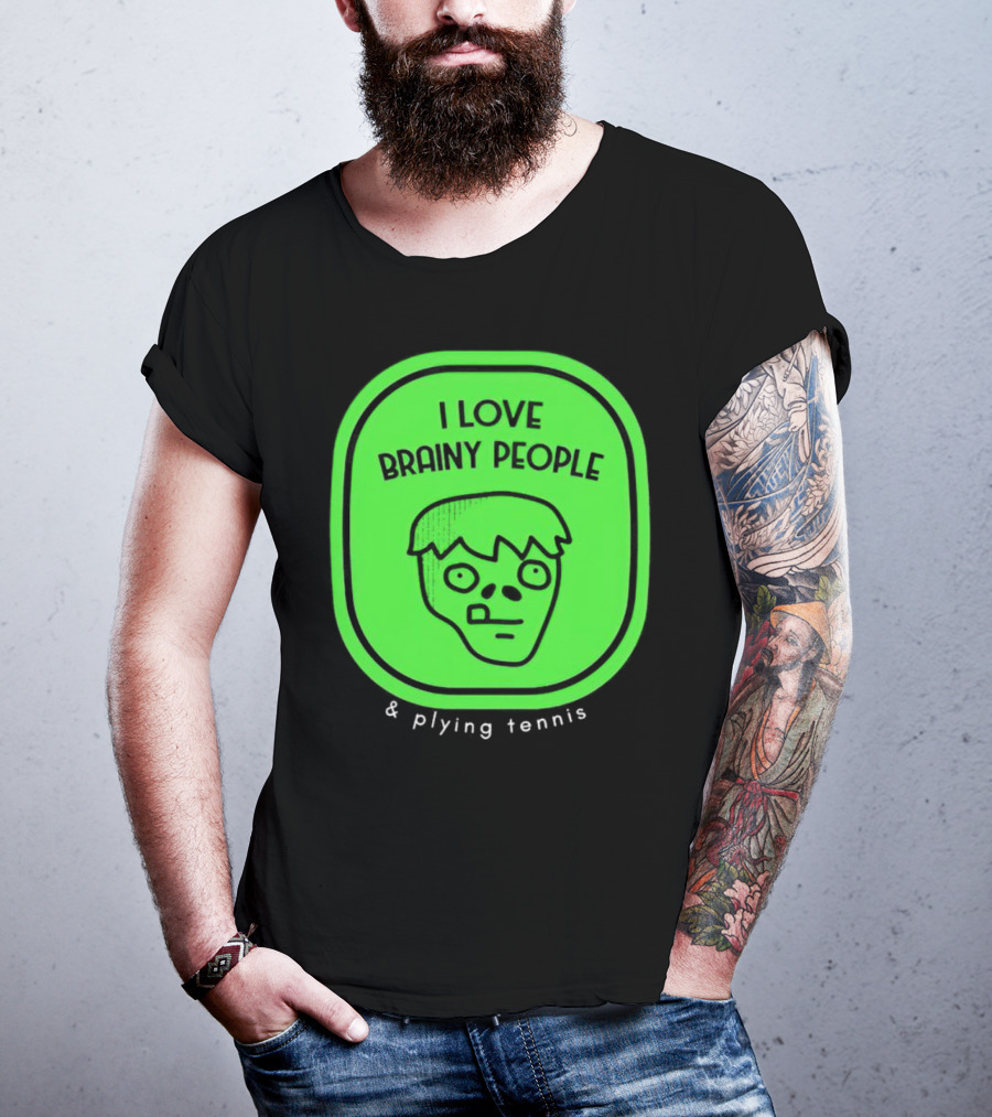 I Love Brainy People And Playing Tennis With Zombie Face T-Shirt