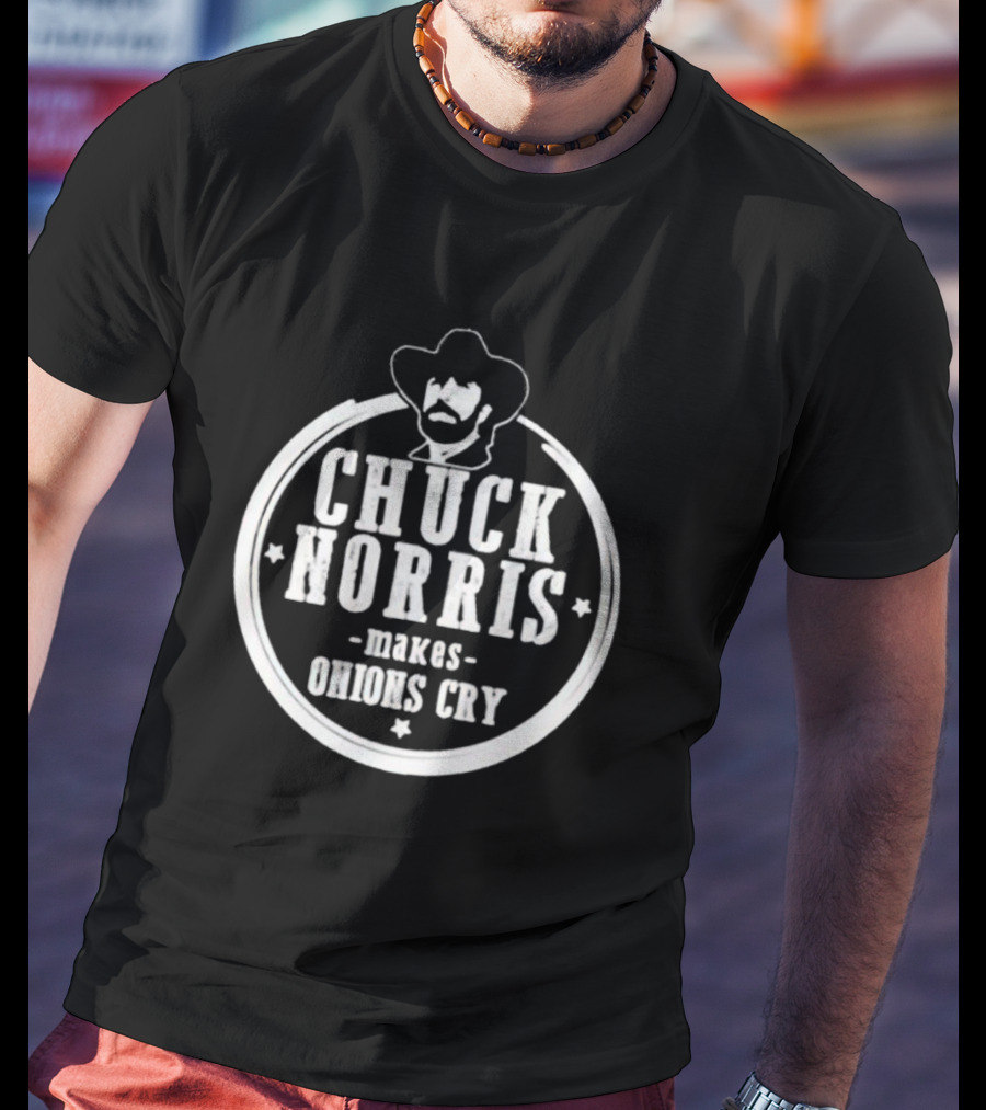 Chuck Norris Makes Onions Cry Cowboy Badge T-Shirt