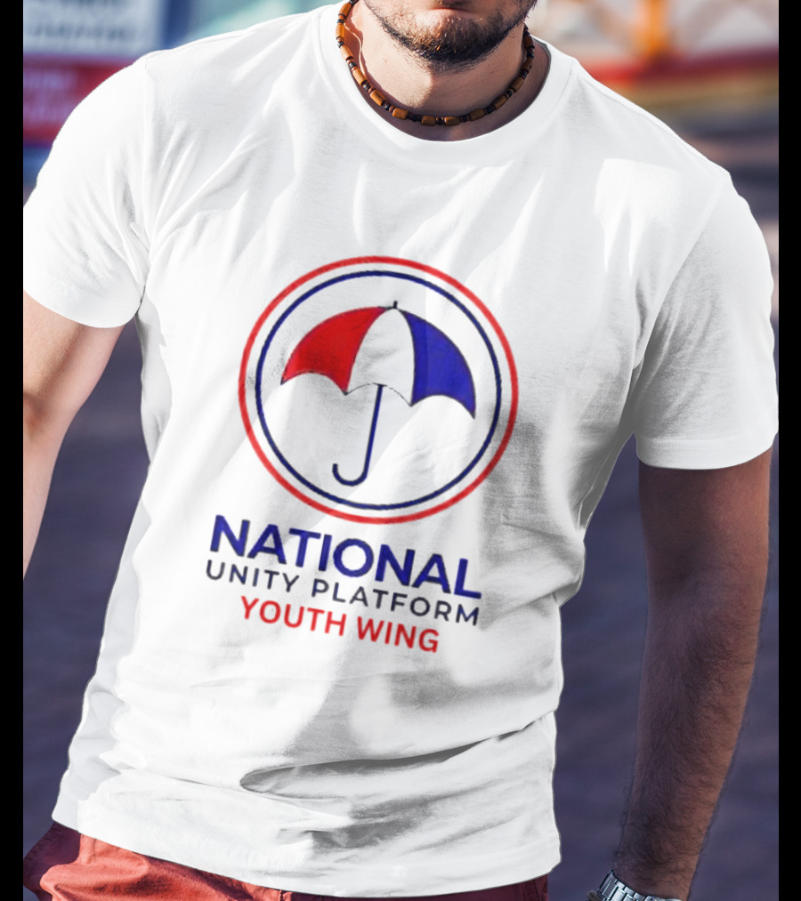 National Unity Platform Youth Wing Logo With Red And Blue Umbrella T-Shirt