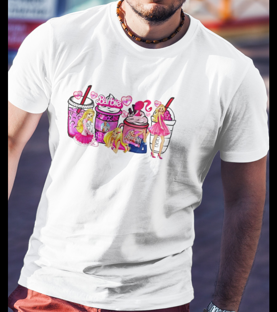 Barbie Coffee Cups Baby Girl Doll Fashion Heart T-Shirt