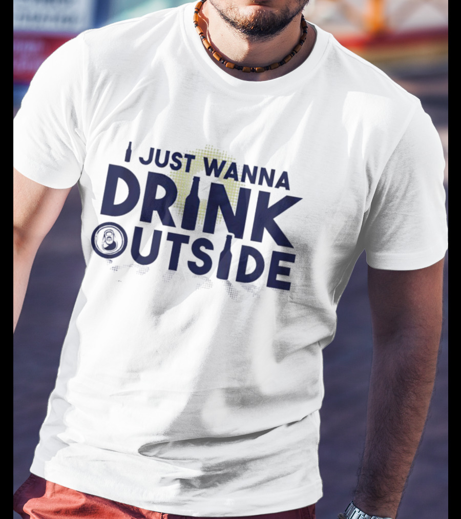 I Just Wanna Drink Outside Full Moon Nighttime Beer Can And Bottle T-Shirt