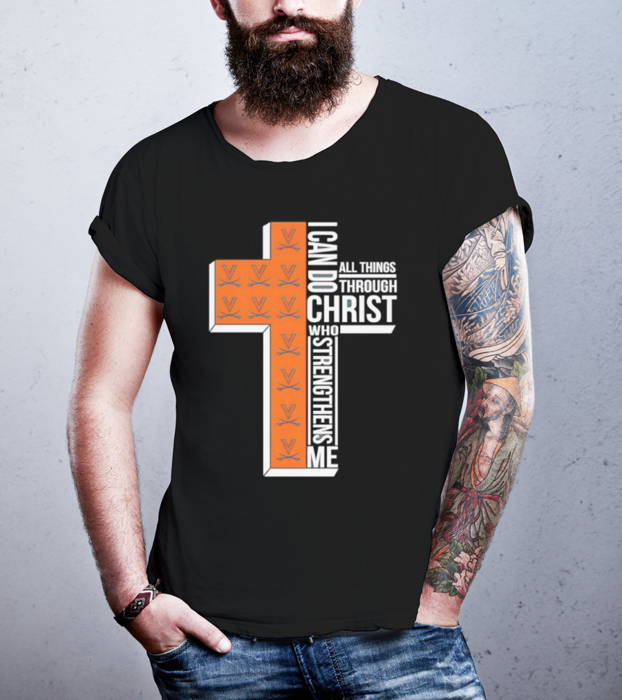 Men’s Virginia Cavaliers Christian Faith I Can Do All Things Through Christ Cross T-Shirt
