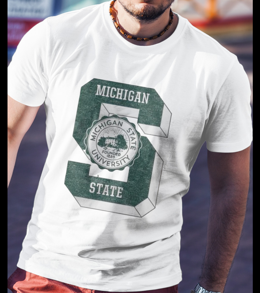 Michigan State University Vintage Seal Large S Emblem T-Shirt