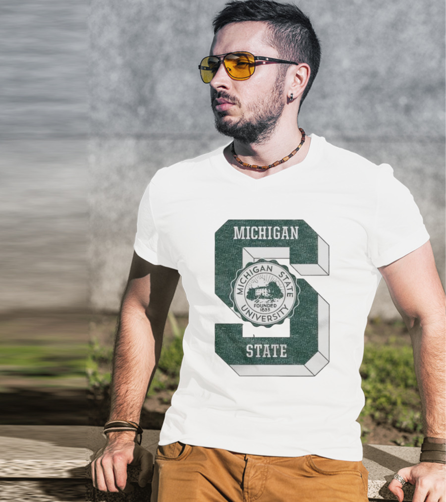 Michigan State University Vintage Seal Large S Emblem T-Shirt