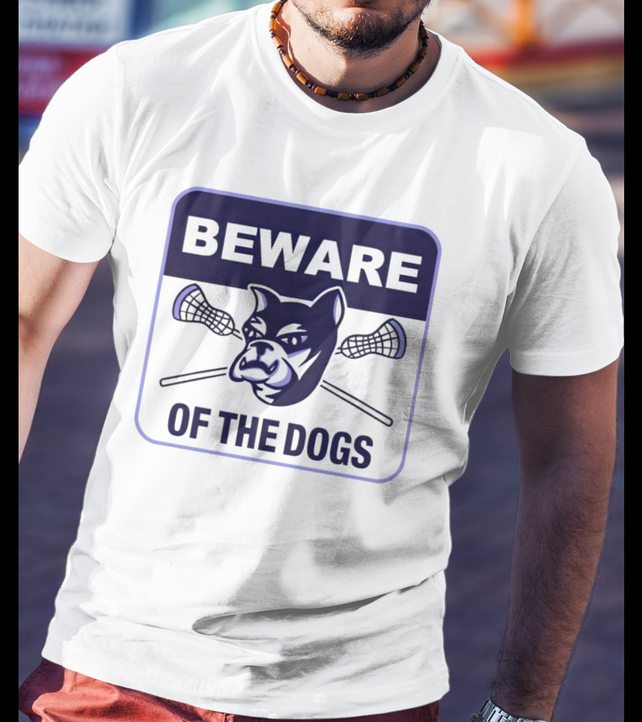 Waterdogs Lacrosse Club Beware Of The Dogs Iconic Logo With Lacrosse Sticks T-Shirt