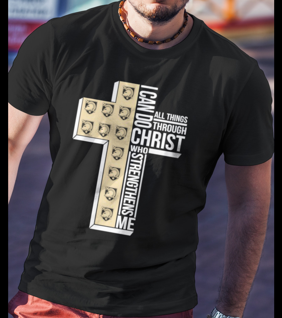 Black Knights I Can Do All Things Through Christ Who Strengthens Me Cross T-Shirt