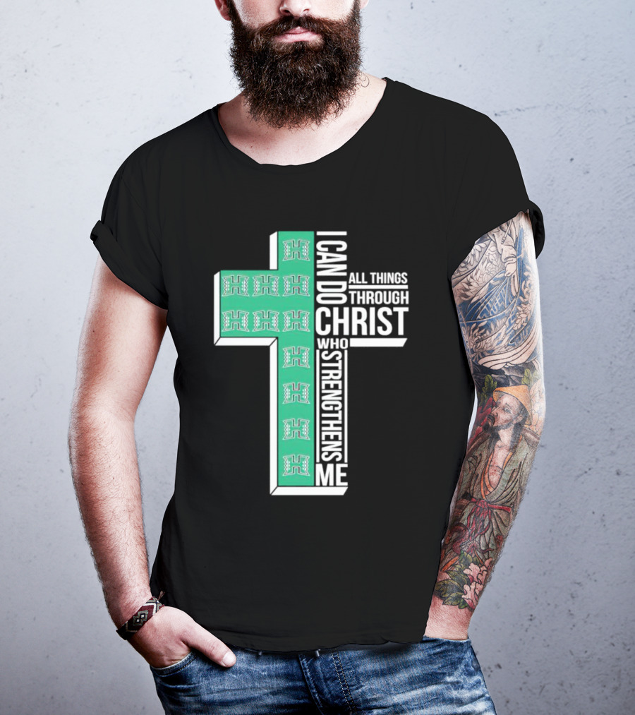 Hawaii Rainbow Warriors ‘I Can Do All Things Through Christ Who Strengthens Me’ Cross T-Shirt