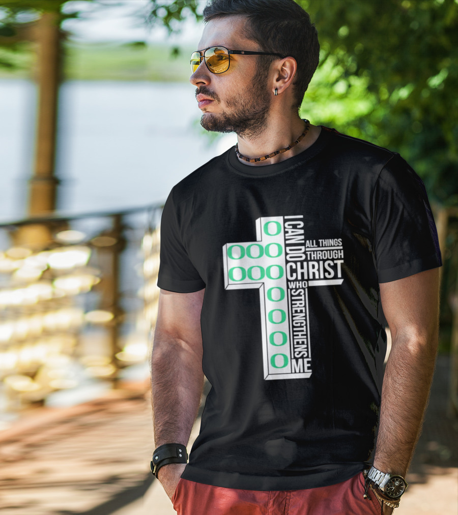 Oregon Ducks Cross I Can Do All Things Through Christ Who Strengthens Me T-Shirt