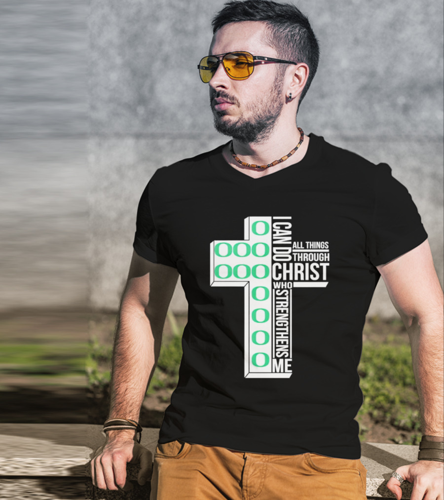 Oregon Ducks Cross I Can Do All Things Through Christ Who Strengthens Me T-Shirt