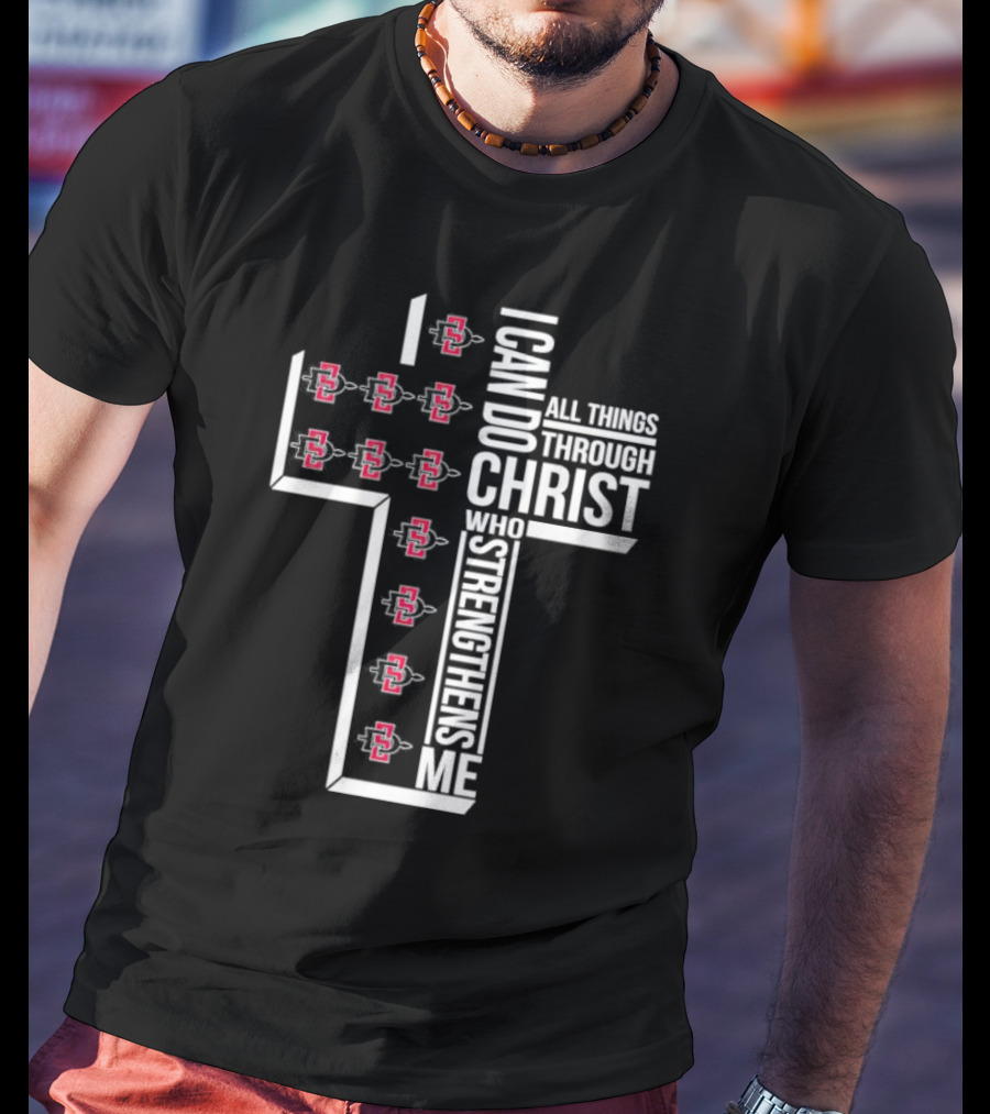 State Aztecs I Can Do All Things Through Christ Who Strengthens Me Cross T-Shirt