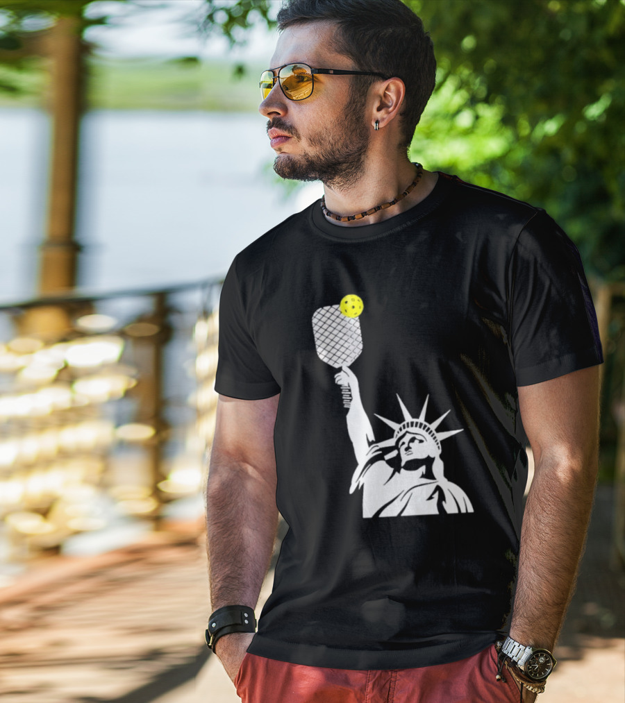 Statue Of Liberty With Pickleball Paddle And Ball T-Shirt