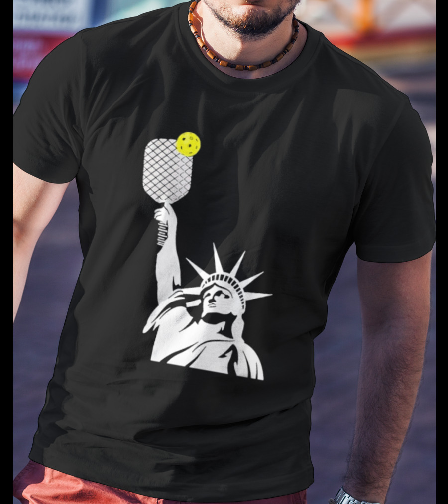 Statue Of Liberty With Pickleball Paddle And Ball T-Shirt
