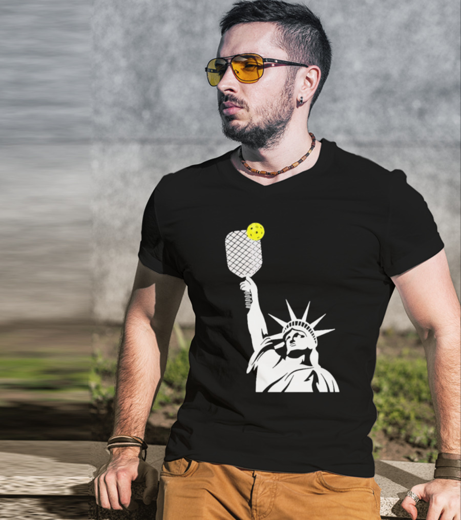 Statue Of Liberty With Pickleball Paddle And Ball T-Shirt