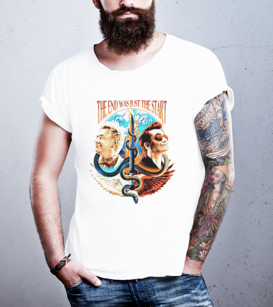The End Was Just The Start Good Omens Angel And Demon Symbolic T-Shirt