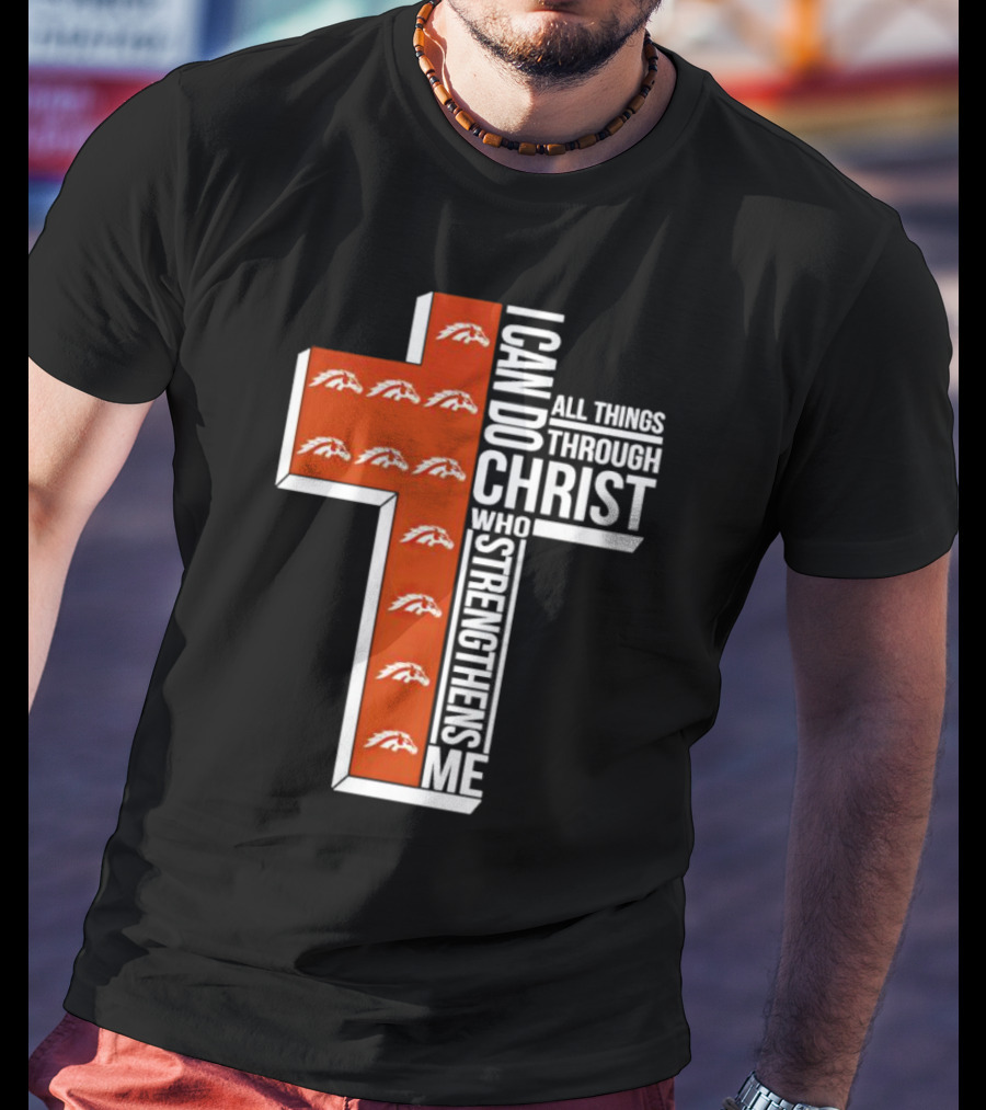 Western Michigan Broncos I Can Do All Things Through Christ Who Strengthens Me Cross T-Shirt