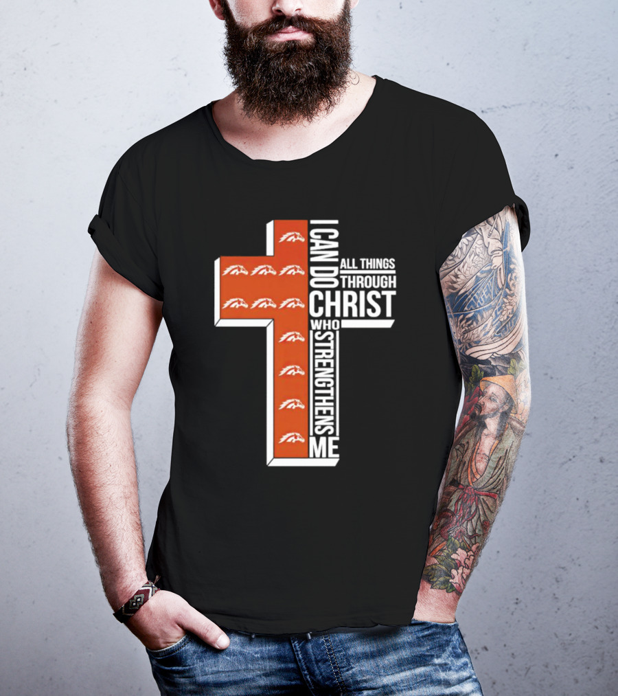 Western Michigan Broncos I Can Do All Things Through Christ Who Strengthens Me Cross T-Shirt