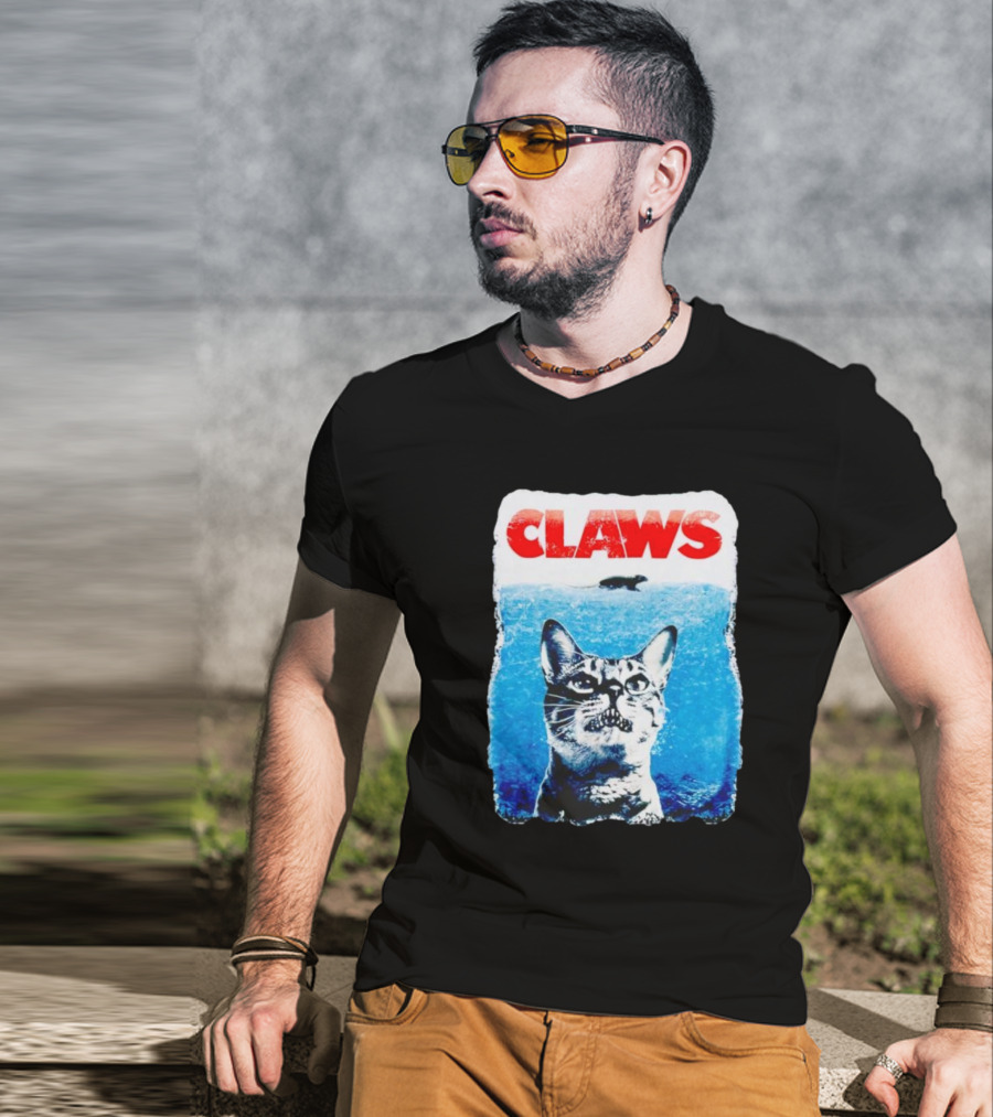Claws Parody Cat With Fish Underwater T-Shirt