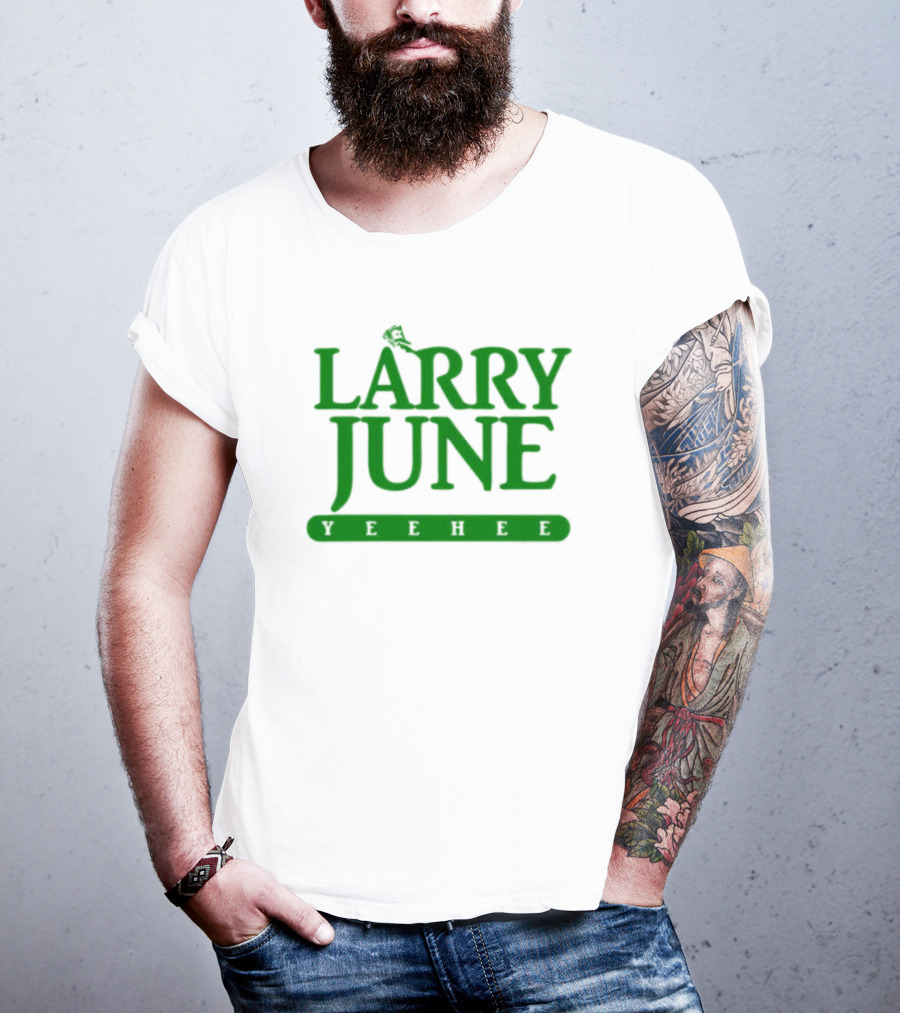 Larry June Yeehee Green Text T-Shirt