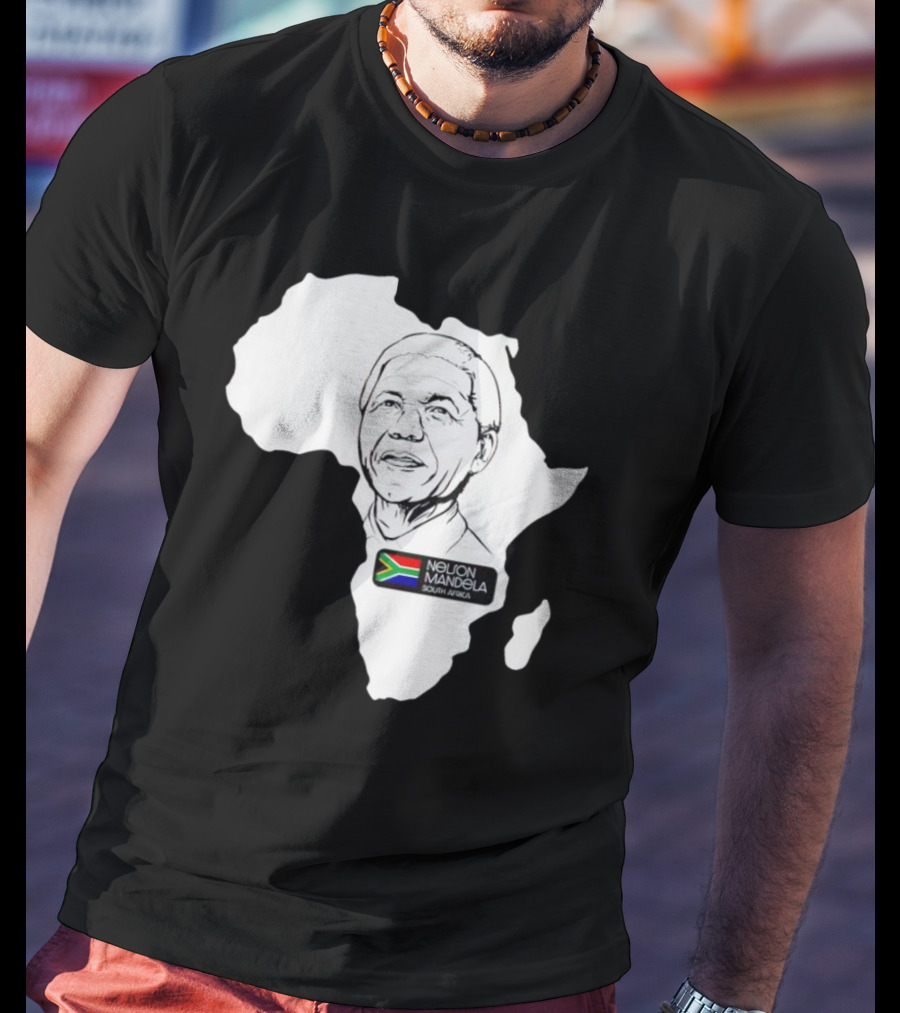 Nelson Mandela South Africa Flag Map T-Shirt