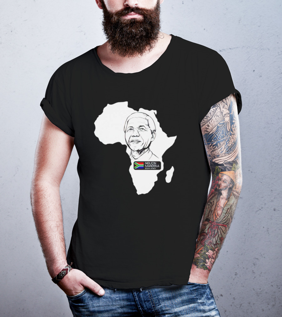 Nelson Mandela South Africa Flag Map T-Shirt