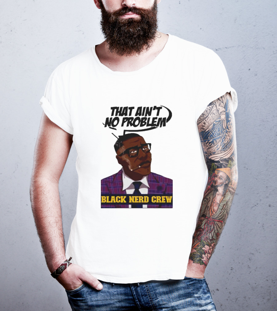 Shannon Sharpe That Ain't No Problem Black Nerd Crew T-Shirt
