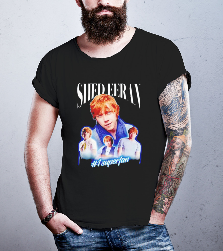 Shed Eeran #1 Superfan Collage Multiple Redhead Portraits T-Shirt