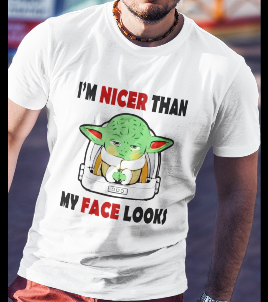 Baby Yoda I'm Nicer Than My Face Looks Grogu Helmet T-Shirt
