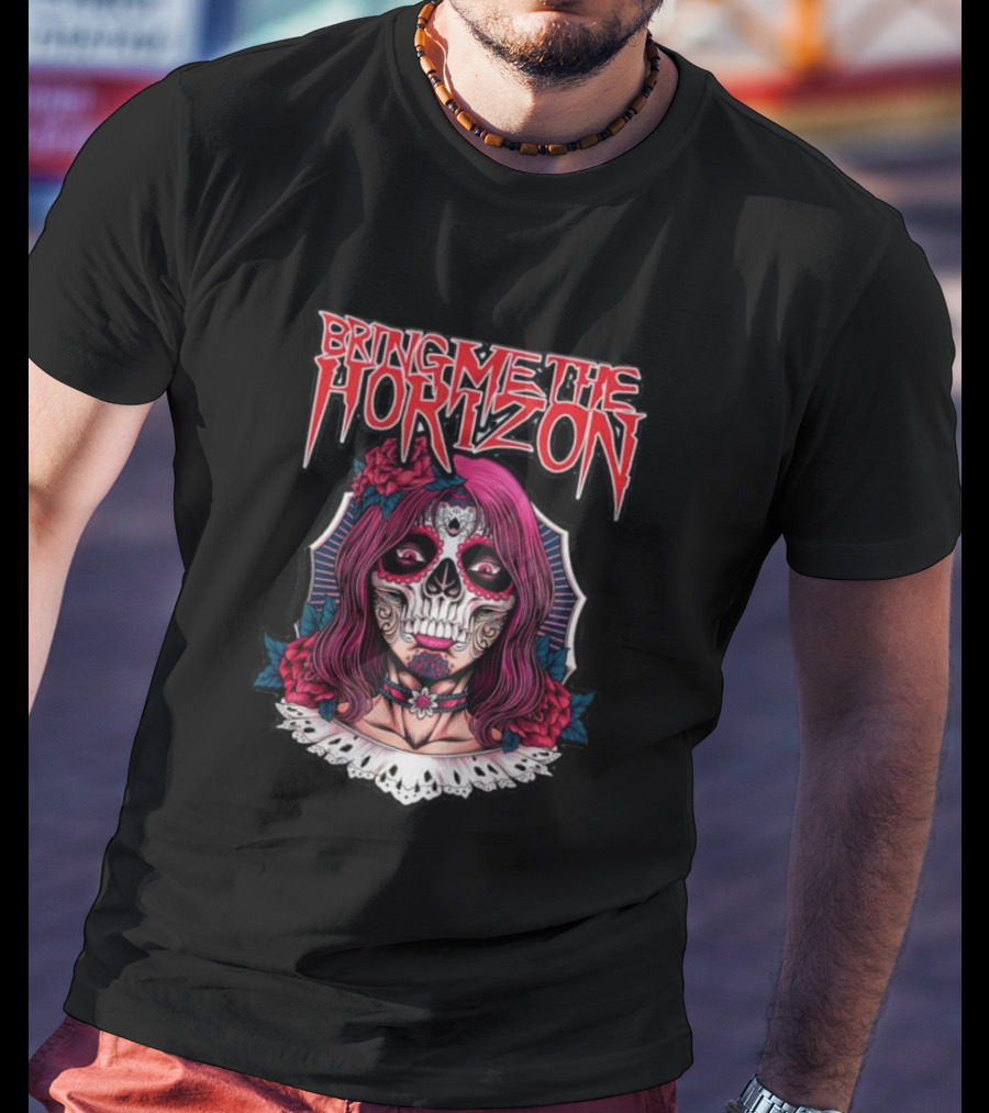 Bring Me The Horizon Dia De Los Muertos Style Skull T-Shirt