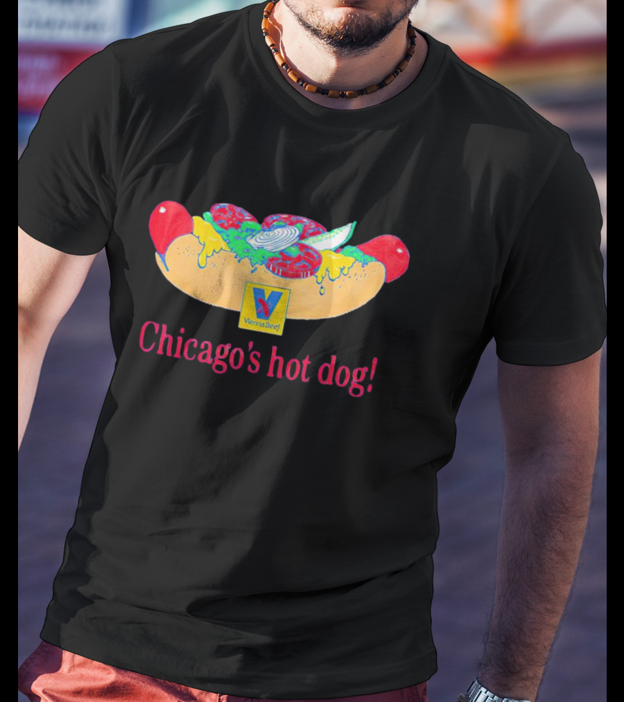 Vienna Beef Chicago's Hot Dog With Iconic Logo And Toppings T-Shirt