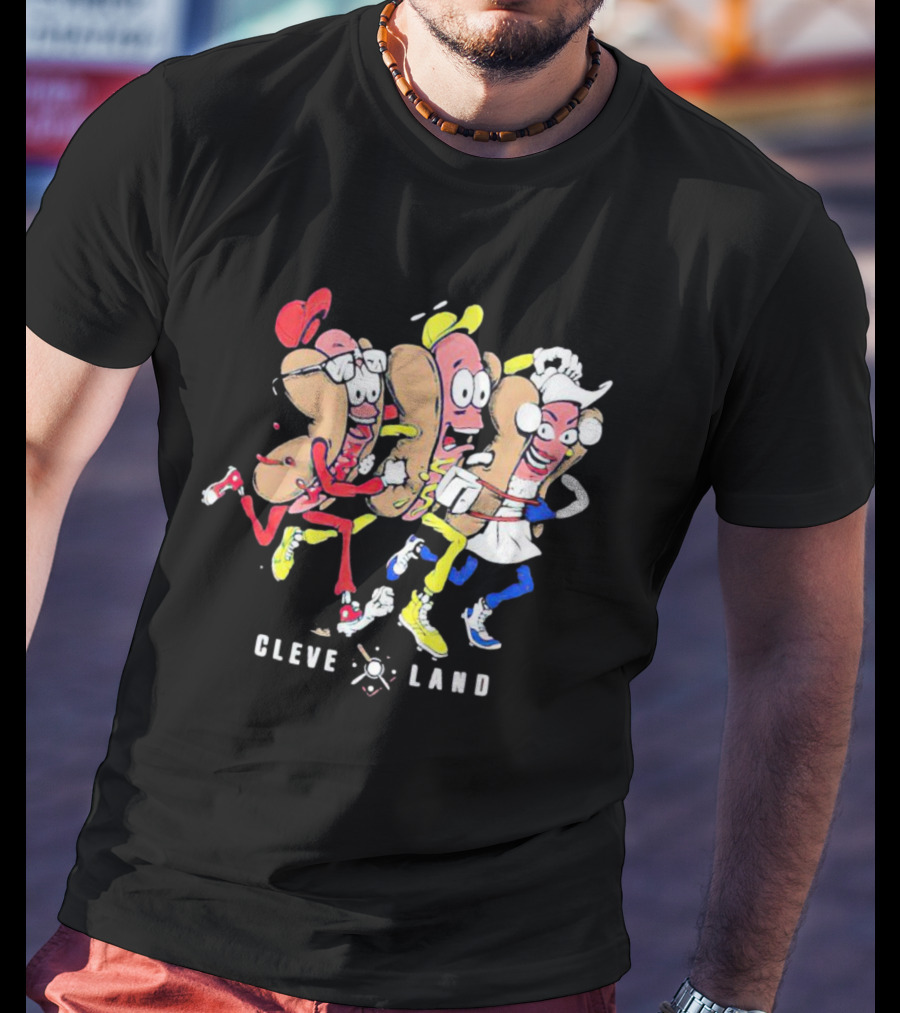 Cleveland Mustard Hot Dog Racing Trio Fun T-Shirt