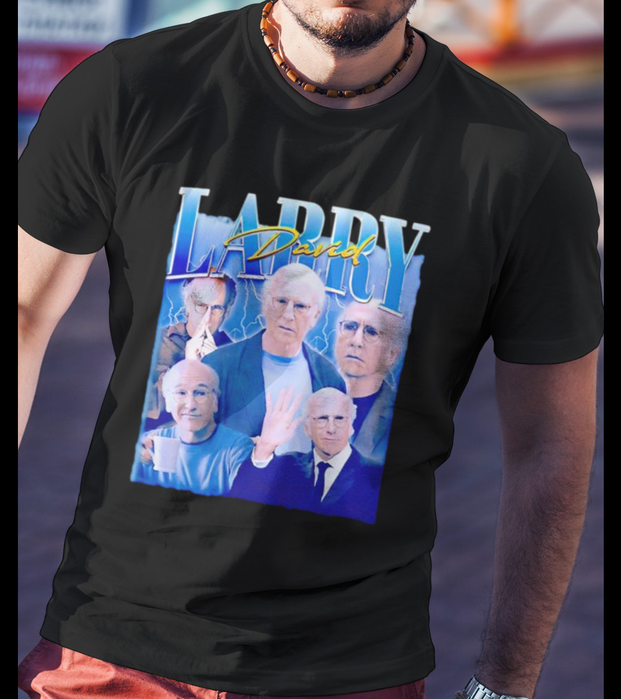 Larry David Collage Blue Lightning T-Shirt
