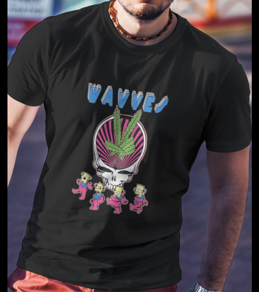 Wavves Psychedelic Skull With Dancing Bart Figures T-Shirt