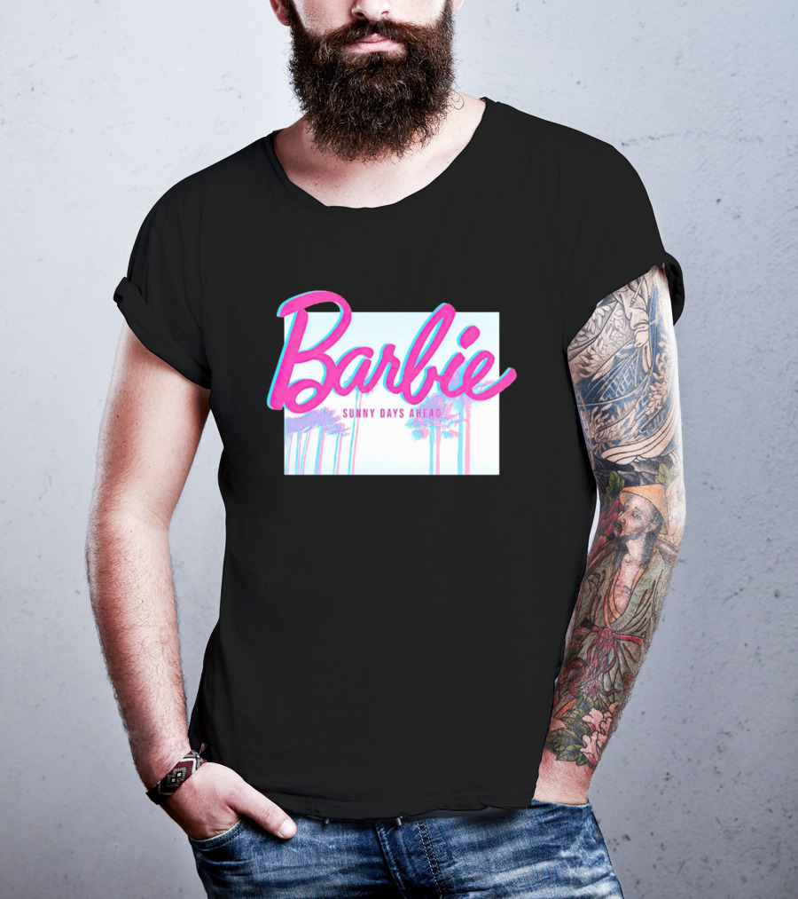 Barbie Sunny Days Ahead Palm Trees Vibrant 3D Text T-Shirt