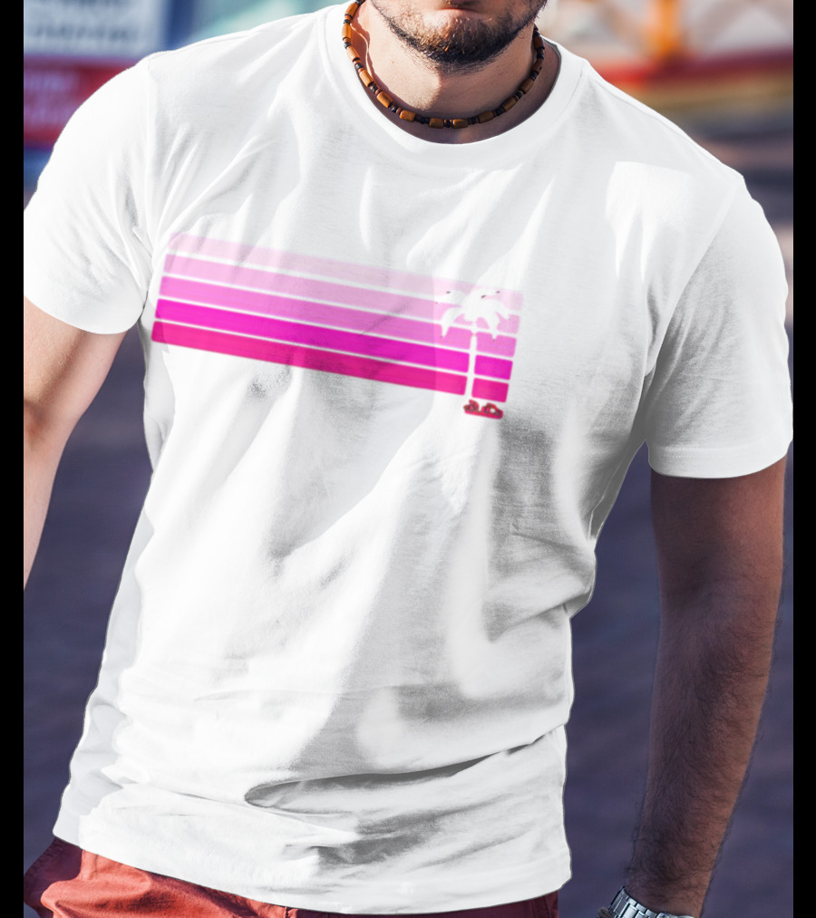 Barbie The Movie Pink Palm Stripe Retro T-Shirt