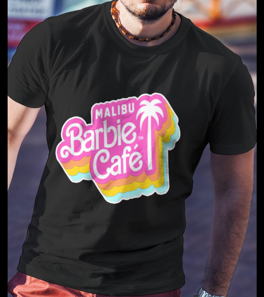 Malibu Barbie Cafe Colorful Retro Logo With Palm Tree T-Shirt