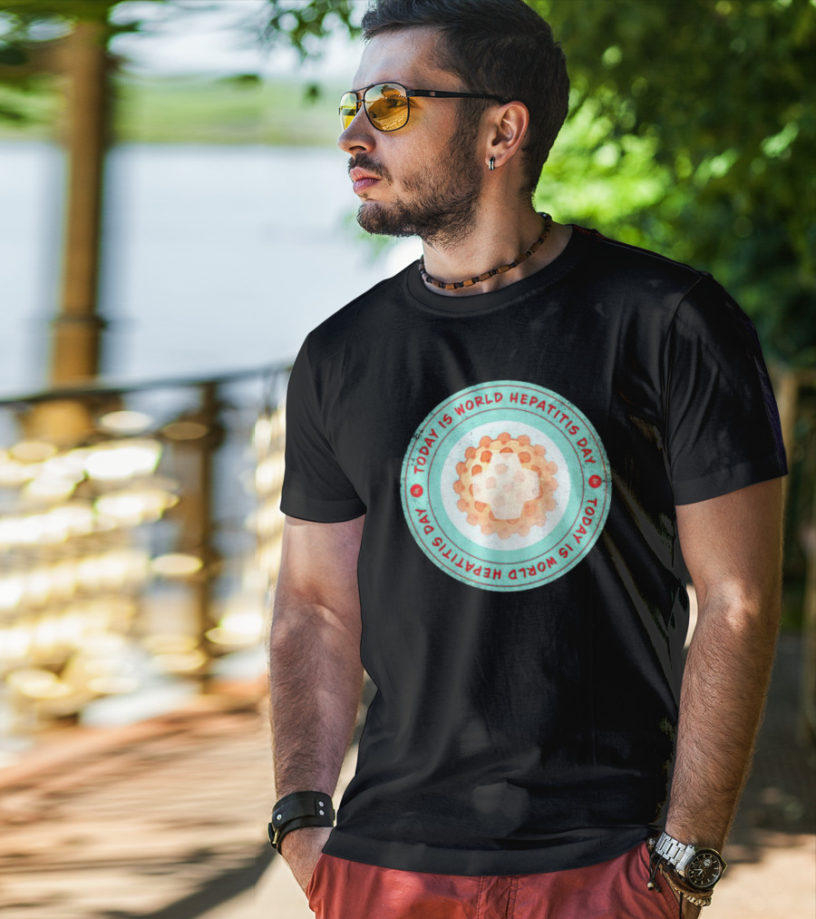 Today Is World Hepatitis Day Circular Design With Virus Representation T-Shirt