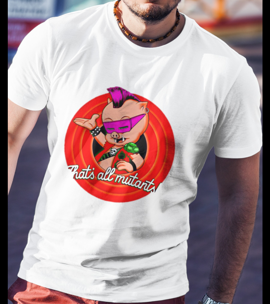 Bebop That's All Mutants Teenage Punk Pig Character In Red Circle T-Shirt