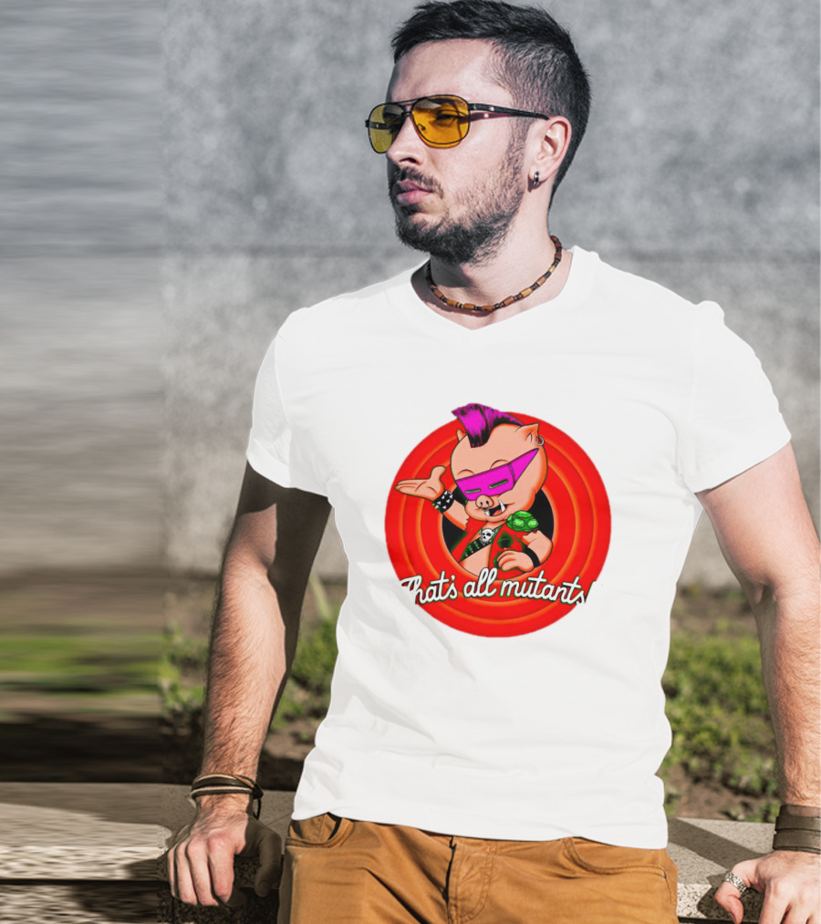 Bebop That's All Mutants Teenage Punk Pig Character In Red Circle T-Shirt