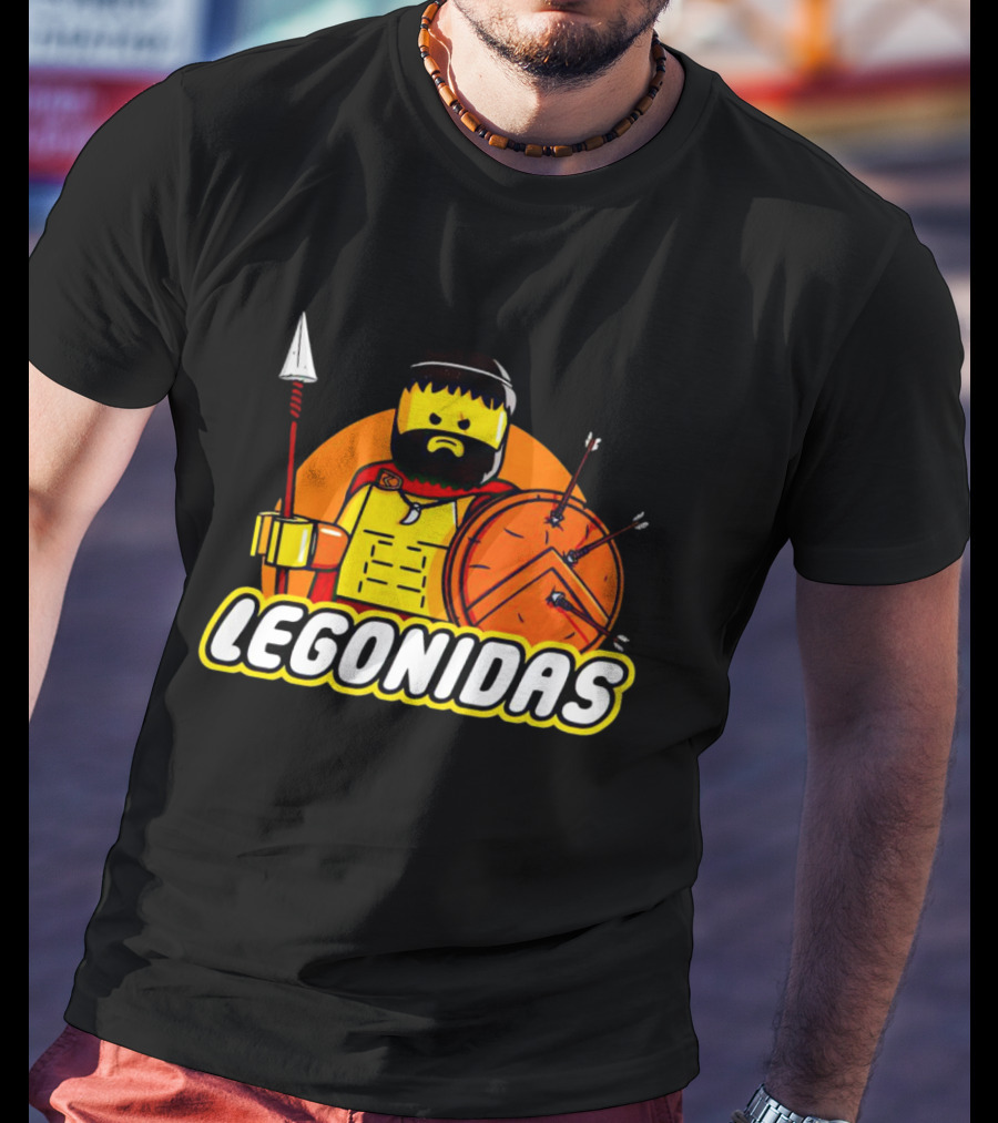 Lego Minifigure Legonidas Warrior Shield Spear T-Shirt