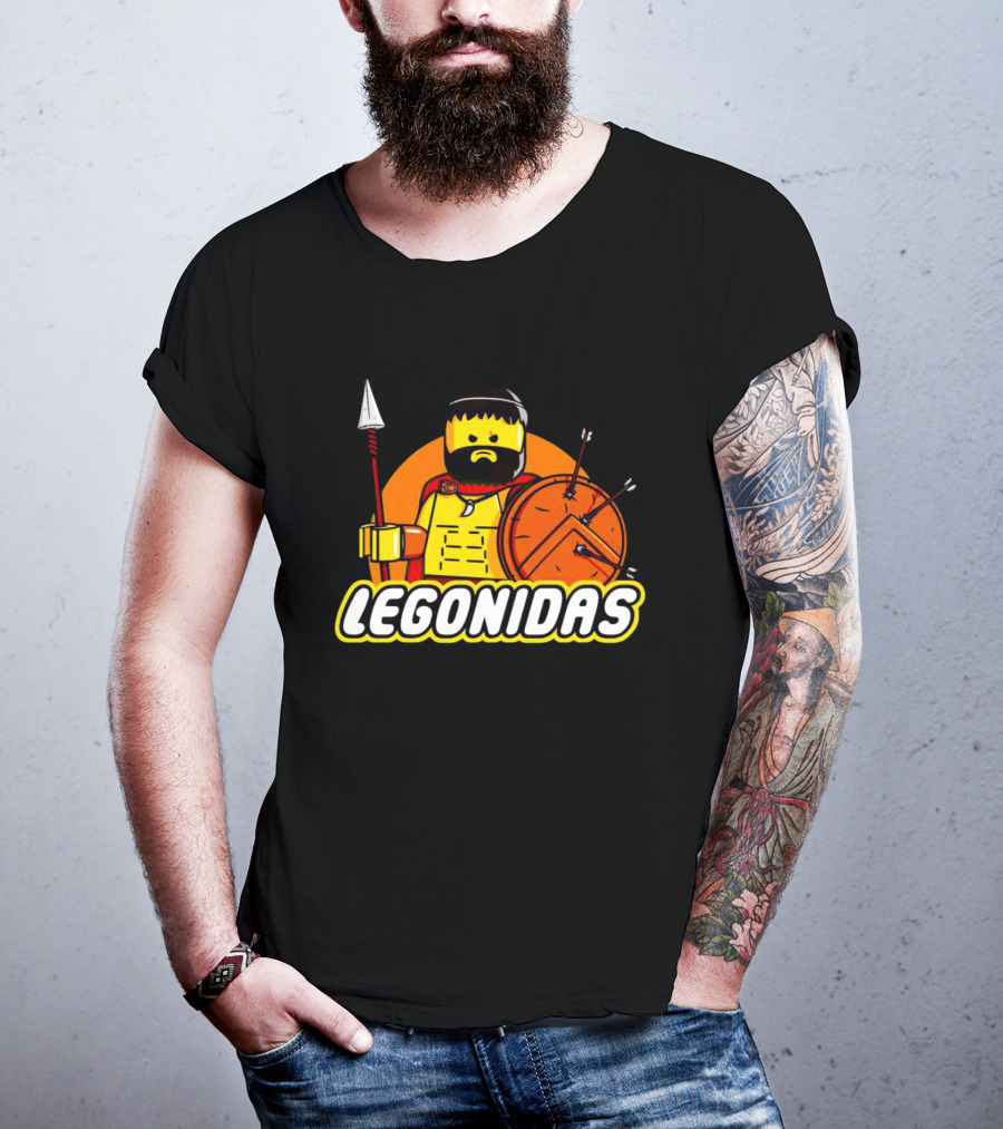 Lego Minifigure Legonidas Warrior Shield Spear T-Shirt