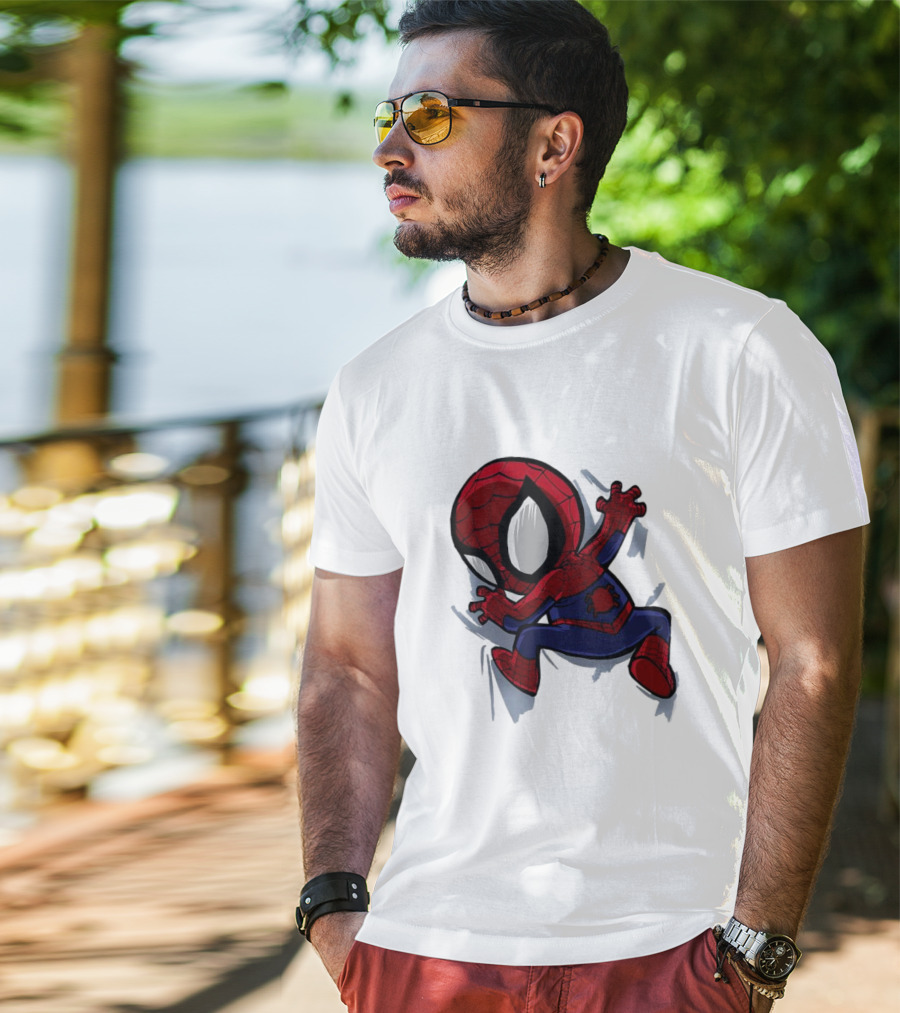 Portable Spider-Man Chibi Clinging Action T-Shirt