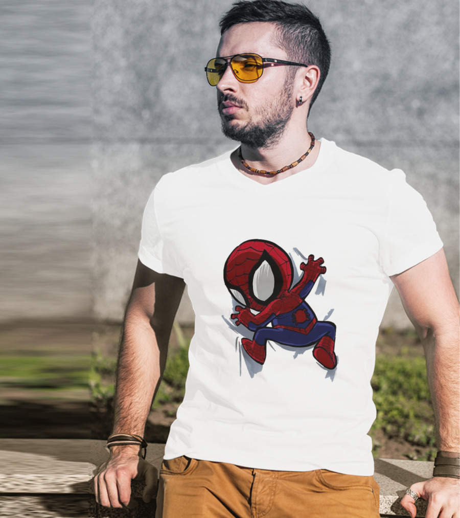 Portable Spider-Man Chibi Clinging Action T-Shirt