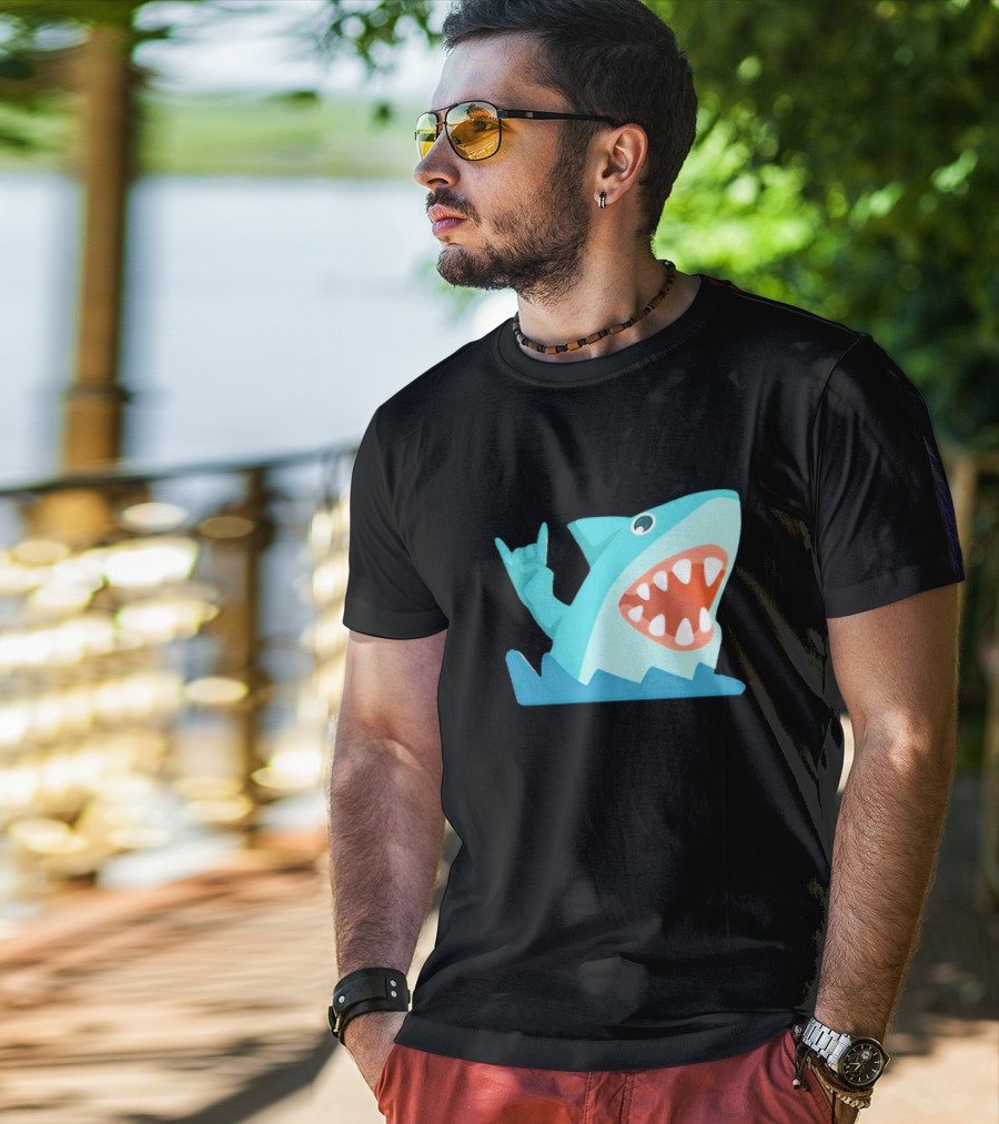Shark Devil Horns Rock Gesture T-Shirt