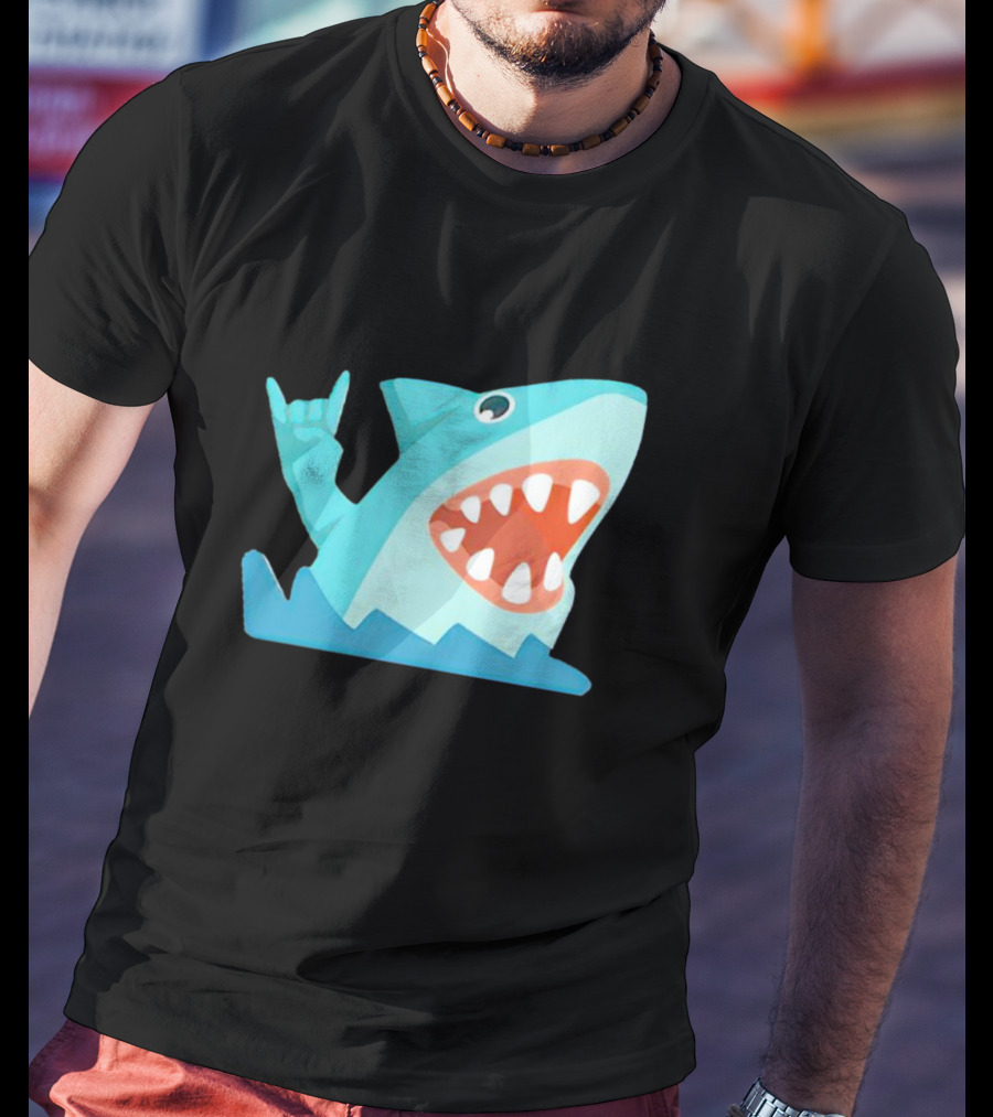 Shark Devil Horns Rock Gesture T-Shirt