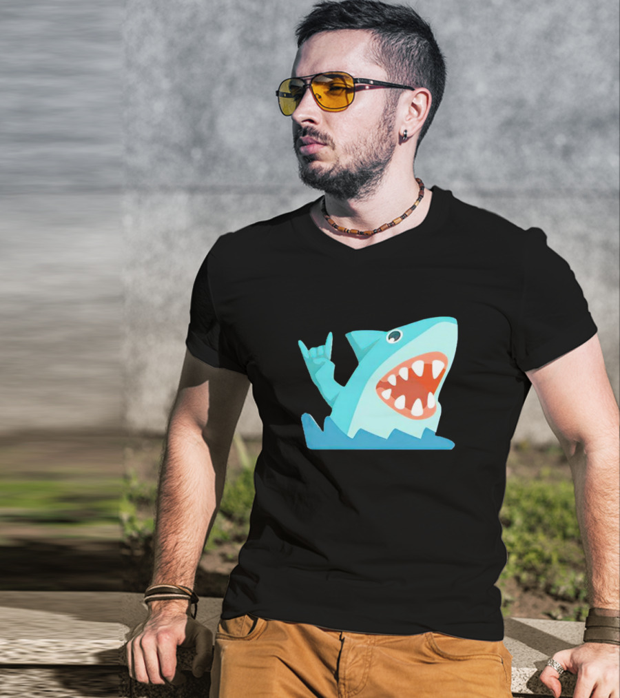 Shark Devil Horns Rock Gesture T-Shirt