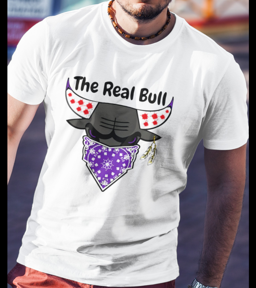 The Real Bull Purple Bandana Horns With Red Accents T-Shirt