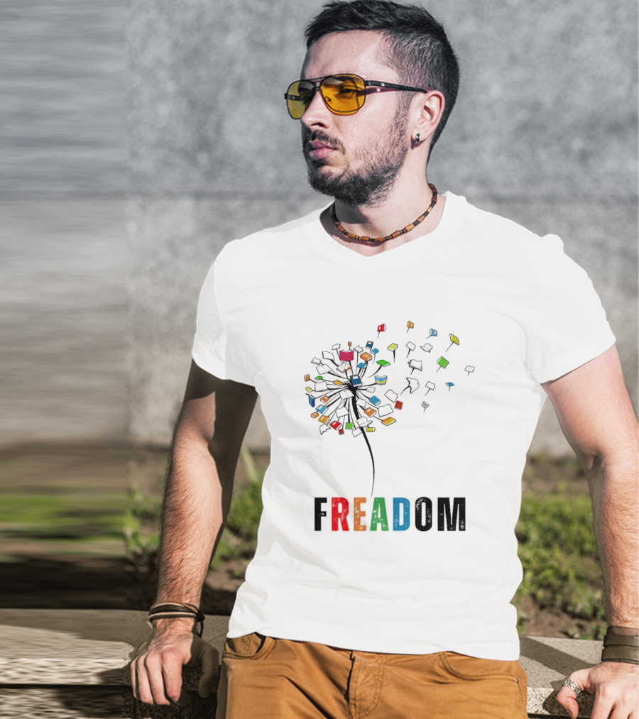 Dandelion Freadom Book Colorful Bloom T-Shirt