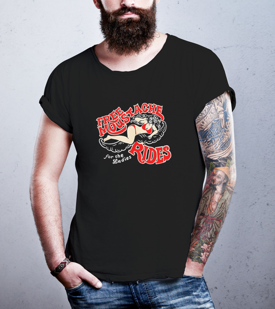 Free Moustache Rides For The Ladies With Retro Pin-Up T-Shirt