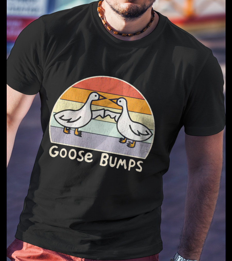 Goose Bumps Retro High Five Geese Pastel Sunset Vintage T-Shirt